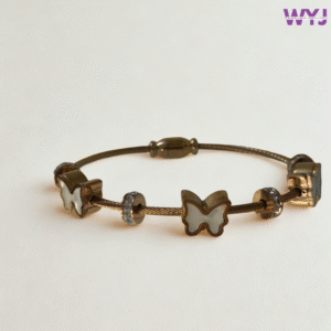 Adjustable Cable Bracelet Pearl Butterfly Charms – Elegant & Minimalist