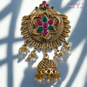 Juda Brooch with Pearl Drops Antique Floral – Hair Bun Accessory