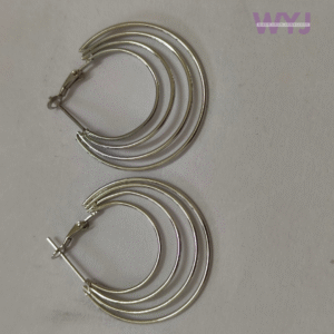Earrings Triple-Layer Silver Hoop