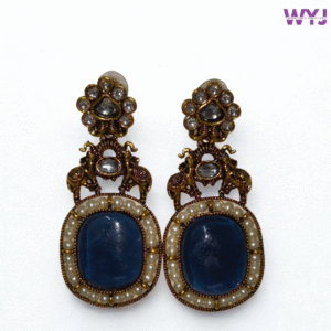 Antique Blue Stone Elephant Earrings