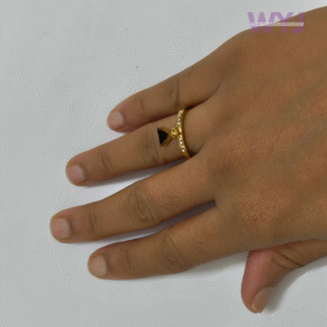 Ring Elegant Black Triangle Stone CZ Accents