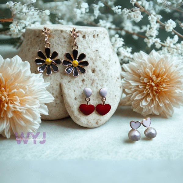 Earring Combo Set – Floral, Heart & Pearl