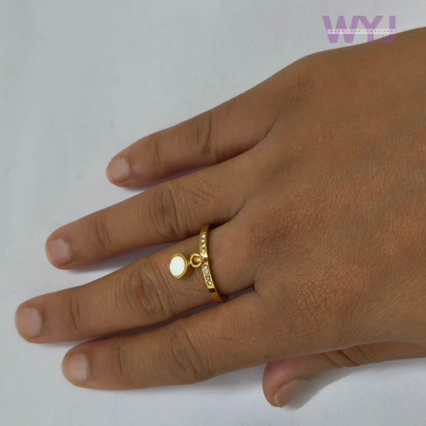 Ring Gold-Tone CZ  with Dangling