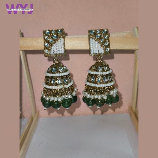 Jhumka Kundan Pearl & Bead - Image 4