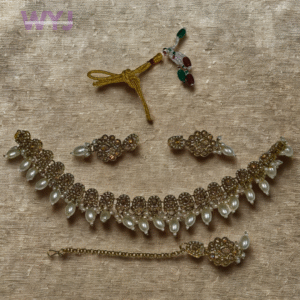 Bridal Necklace Set Antique Finish Pearl