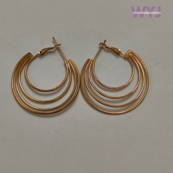 Earrings Triple-Layer Rose Gold Hoop