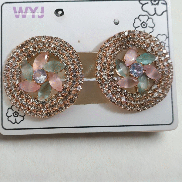 Pastel Floral Stud Earrings – Sparkling & Elegant