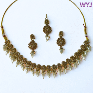 Antique Gold Pearl Choker Necklace Set – Bridal & Festive Jewellery