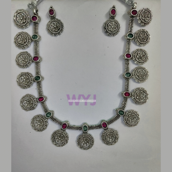 Necklace Set Antique Silver-Plated Floral – WYJ