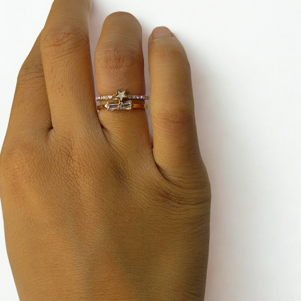 Starry Sparkle Stackable Ring Set – Rose Gold Shine