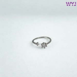 Adjustable Open Diamond Ring – Twin Stone Minimalist Design