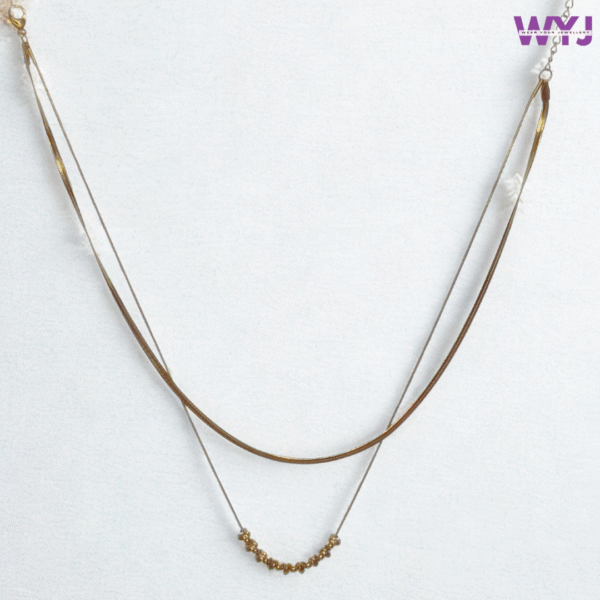 Sassy Gold Layered Chain Necklace with Bead Detailing