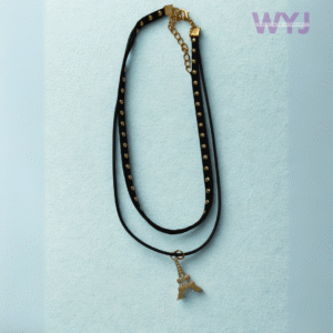 Choker Black Leather with Eiffel Tower Pendant