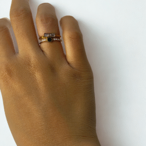 Elegant Gold & Black Stone Statement Ring Combo – Adjustable & Stylish