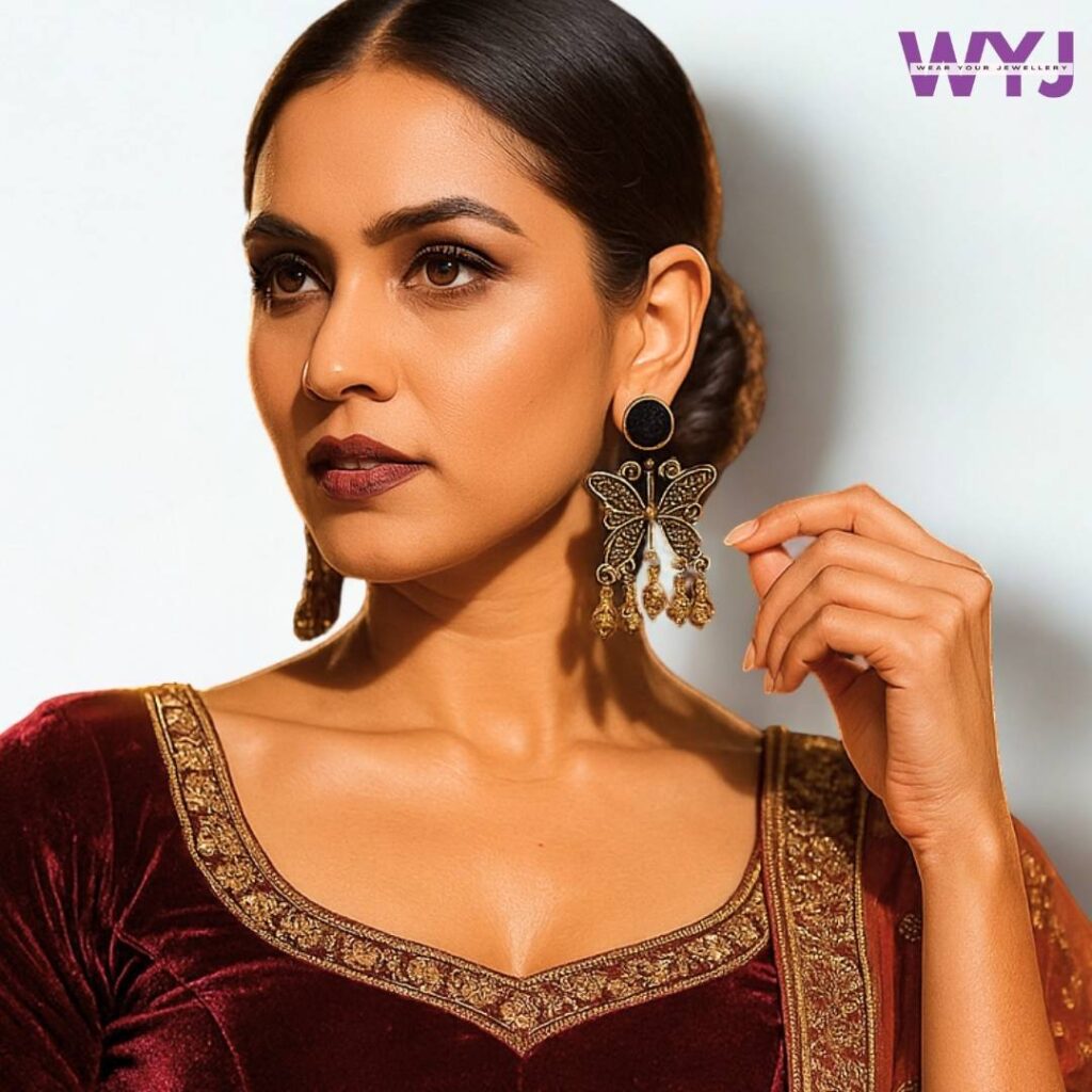 Antique Butterfly Dangler Earrings – Elegant Ethnic Charm