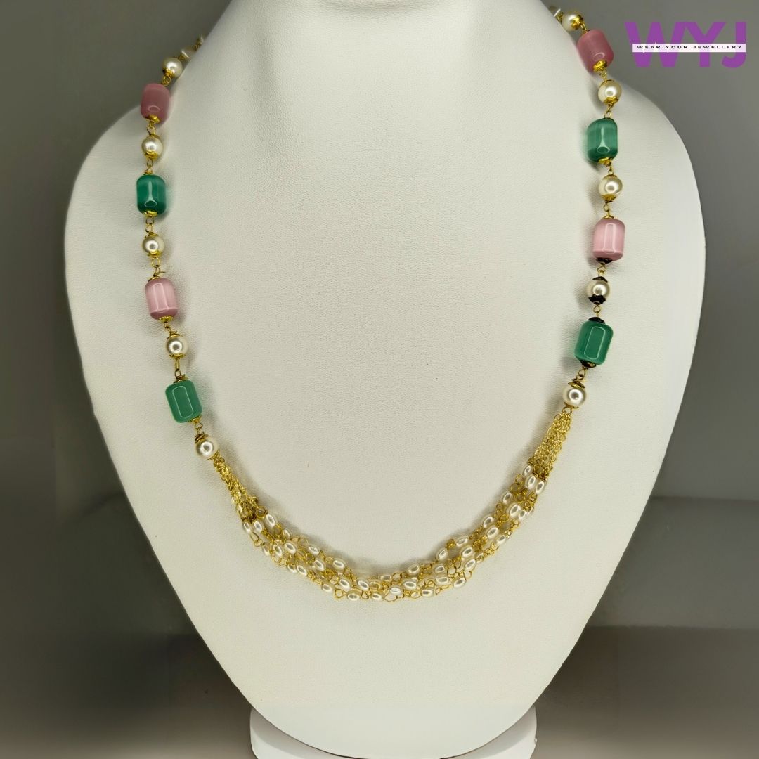 www.wearyourjewellery.com Pastel Bead & Pearl Layered Chain Necklace | WYJ Fashion Jewelry