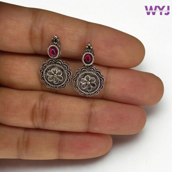 Antique Oxidised Coin Necklace Set with Earrings