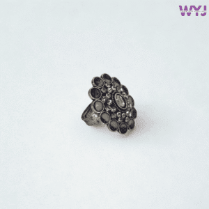 Antique Blue Stone Adjustable Ring with Silver Crystal Detailing – WearYourJewellery