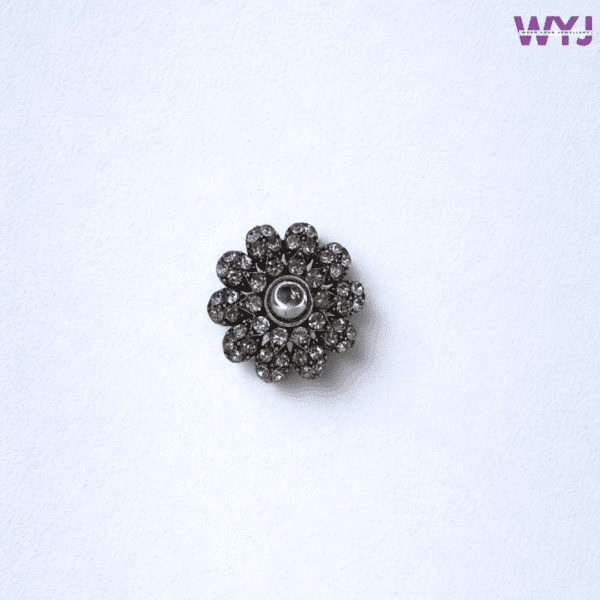 Antique Silver Floral Adjustable Ring with Crystal Stones – WearYourJewellery
