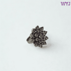 Antique Purple Floral Adjustable Ring with Crystal Stones – WearYourJewellery