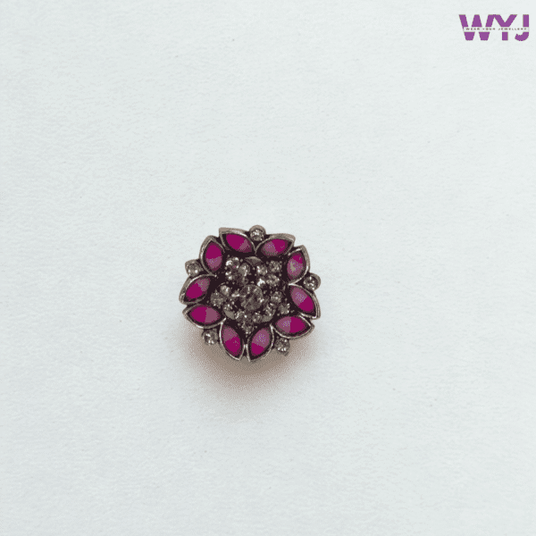 Antique Red Floral Adjustable Ring with Crystal Stones – WearYourJewellery