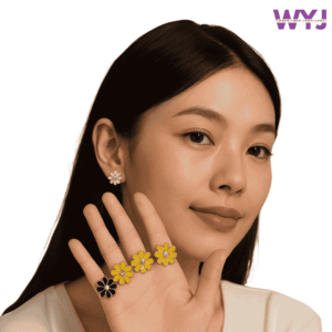 Floral Stud Earrings Set – White, Red, Yellow & Pink Daisy Design