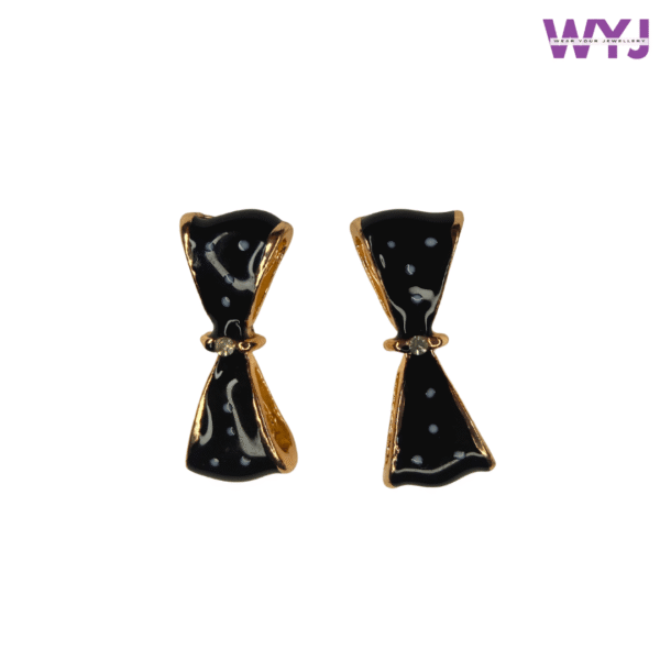 Black Bow Shape Enamel Earrings – Stylish & Elegant Accessories for Women