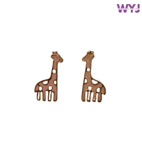 Pink & Gold Giraffe Earrings Quirky Animal Statement Jewellery