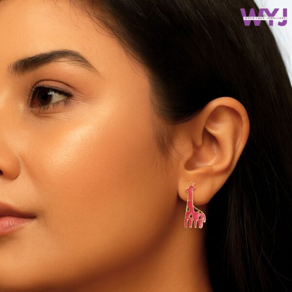 Giraffe Shape Earrings Colorful Enamel Quirky Jewellery for Women