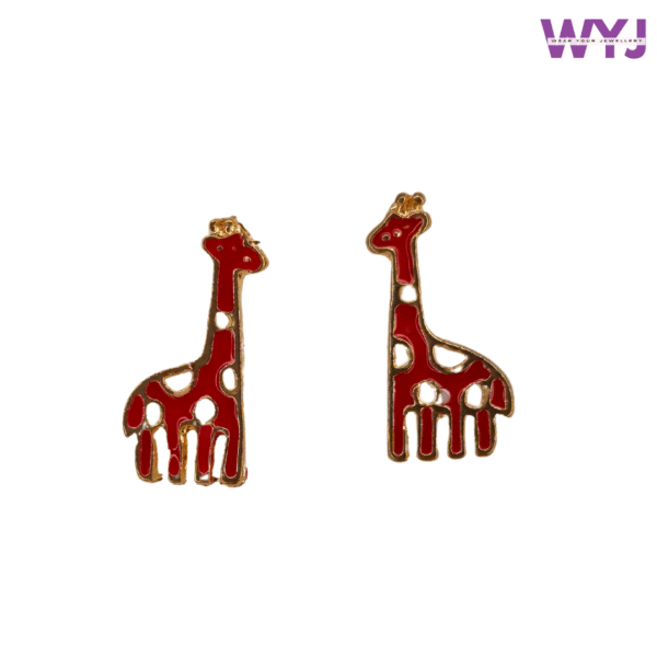 Red & Gold Giraffe Earrings Stylish Quirky Animal Jewellery
