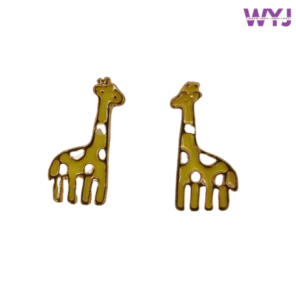 Yellow & Gold Giraffe Earrings Cute Quirky Animal Jewellery