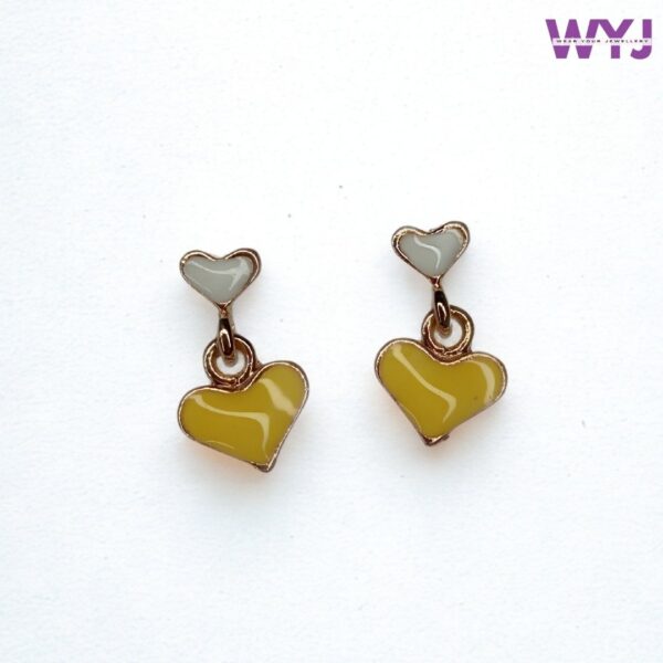 Vibrant Yellow Double Heart Drop Earrings