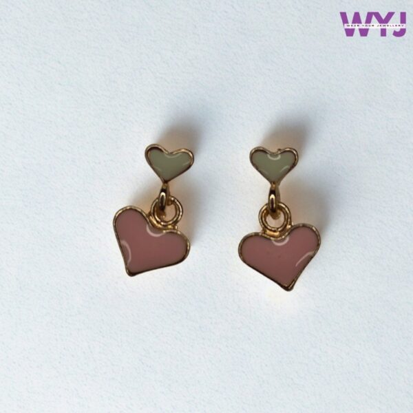 Pastel Pink Double Heart Drop Earrings