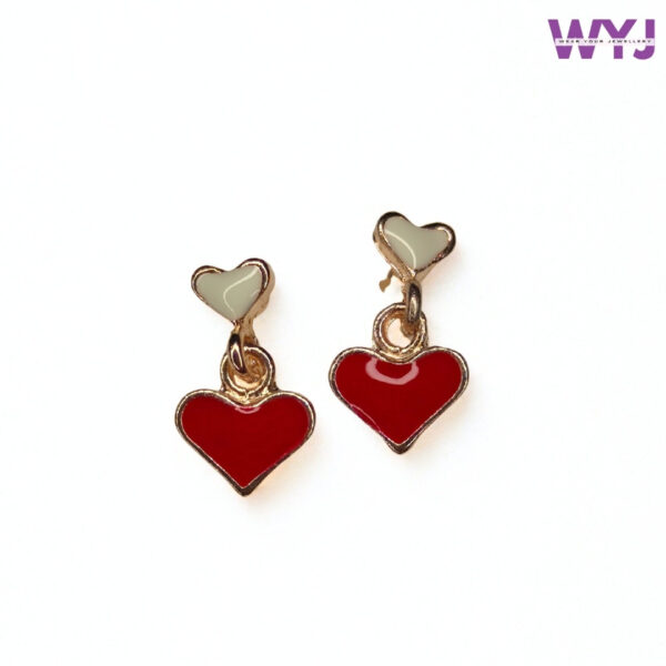 Chic Red Double Heart Drop Earrings