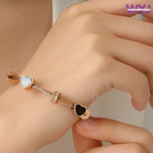 Dual Heart Charm Bracelet | Elegant Fashion Jewellery for Women & Girls