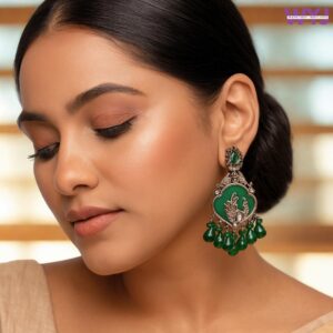 Oxidised Peacock Drop Earrings – Multi Color Variants