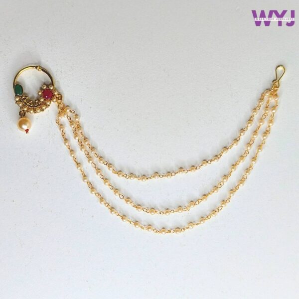 Bridal Nath with Multi-Layer Chain & Pearl Drop