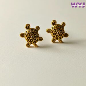 Golden Turtle Stud Earrings for Women | Lucky Ethnic Jewelry