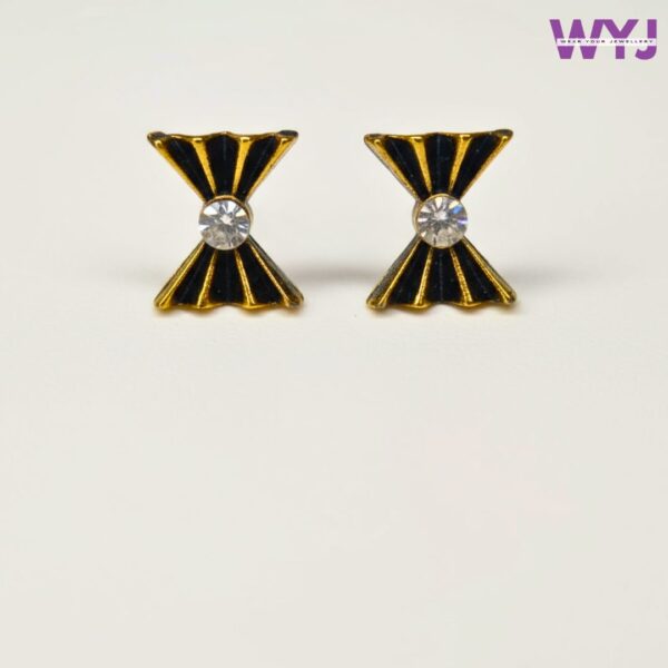 Elegant Black & Gold Stud Earrings with Crystal Sparkle