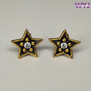 Star Stud Earrings – Gold & Black Crystal Women’s Jewelry