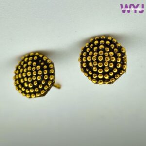 Antique Dotted Gold Stud Earrings | Vintage Ethnic Jewellery for Women & Girls