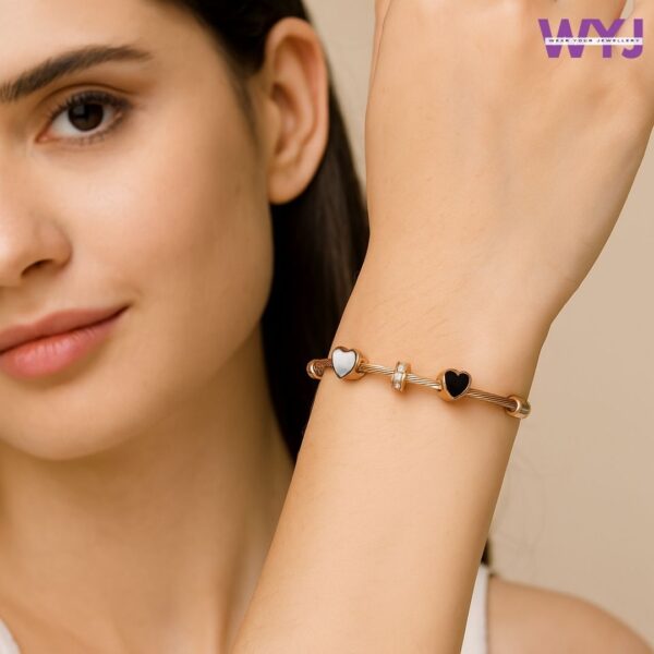 Dual Heart Charm Bracelet | Elegant Fashion Jewellery for Women & Girls