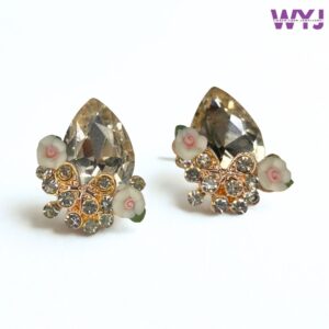 Elegant Crystal Floral Stud Earrings for Women