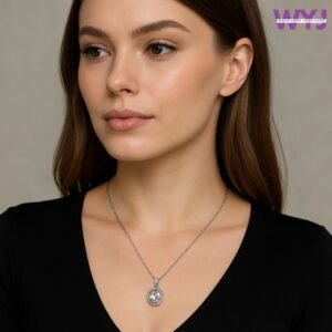 Oval Halo Solitaire Pendant Necklace | Silver‑Tone CZ on Fine Chain